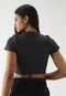 Blusa Cropped Canelada John John Ajustada Logo Grafite - Marca John John