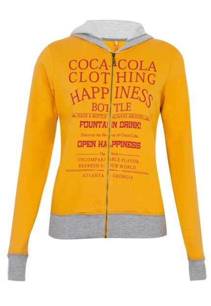 Moletom Coca-Cola Clothing Small Happiness Amarelo - Marca Coca-Cola Jeans