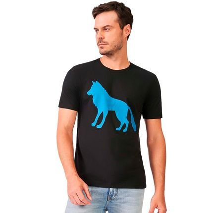 Camiseta Acostamento Wolf P24 Preto e Azul Masculino - Marca Acostamento