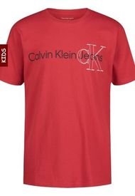 Camiseta Con Diseño De Doble Logo Niño Rojo Calvin Klein
