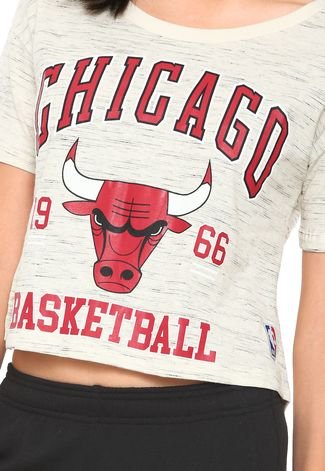 Camiseta Cropped NBA Chicago Bulls Bege