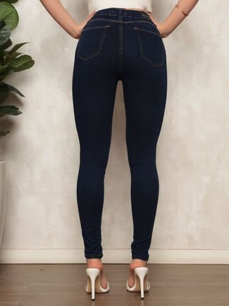 Kit 02 Calças Jeans Skinny Feminina Azul Marmorizado e Escuro