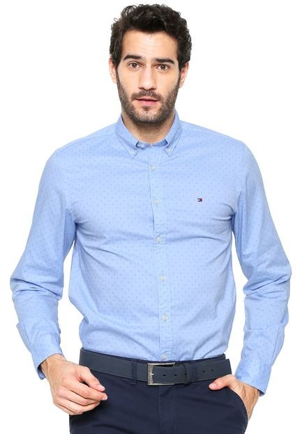 Camisa Tommy Hilfiger Regular Fit Estampada Azul - Marca Tommy Hilfiger