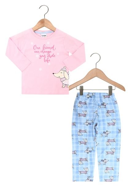 Pijama Fakini Longo Menina Rosa - Marca Fakini