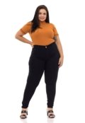 Calça Jeans Feminina Elegante Plus Size Preta Com Cinta Lipo Confortável Tecido Premium - Marca GARAIS MODA