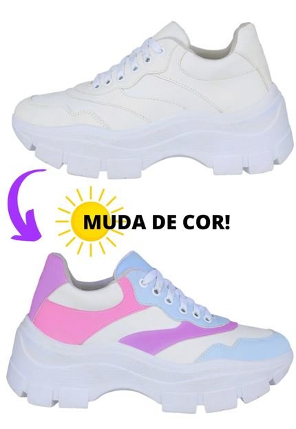 Tênis Casual Feminino Plataforma Chuncky Muda Cor No Sol UV - Marca Wit Shoes