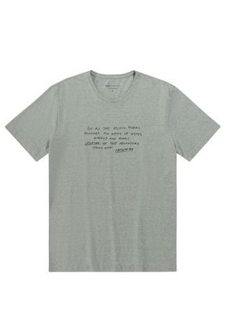 Camiseta Masculina em Malha Mesclada com Estampa
