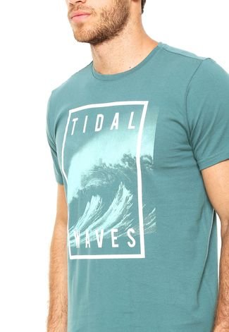 Camiseta FiveBlu Manga Curta Tidal Waves Verde