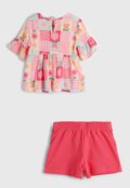 Conjunto 2pçs Manga Curta Elian Blusa E Short Rosa - Marca Elian