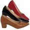 Kit 3 Sapatos Scarpin feminino sapato social salto grosso preto croco, caramelo croco, vermelho confortável bico fino - Marca SACOLÃO DOS CALÇADOS