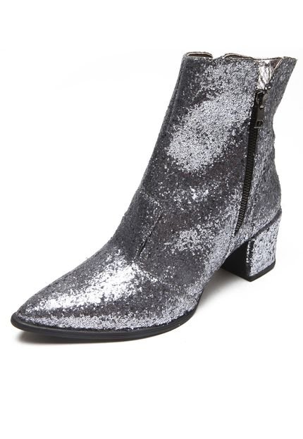 Bota Di Cristalli Glitter Pespontos Prata - Marca Di Cristalli