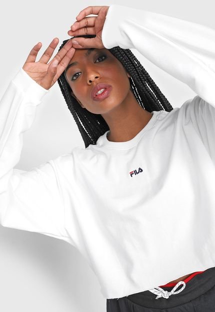 Blusa de Moletom Cropped Fechada Fila Comfort Off-White - Marca Fila
