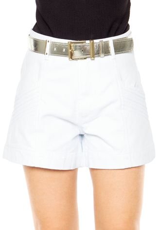 Bermuda Jeans Lança Perfume Hot Pant com Cinto Branca