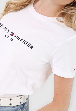 Camiseta Tommy Hilfiger Bordada Branca - Compre Agora