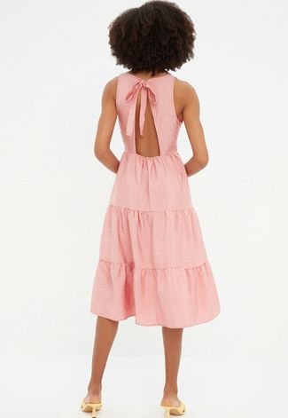 Vestido Trendyol Collection Midi Babados Rosa - Compre Agora