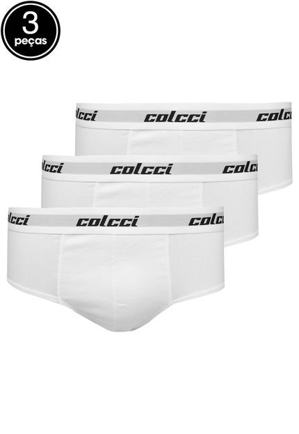 Kit 3pçs Cueca Colcci Slip Tira Branco - Marca Colcci