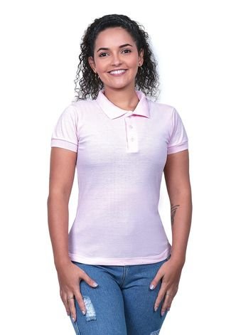 Camiseta Feminina Blusinha Gola Polo Techmalhas Rosa