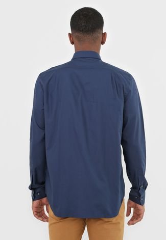 Camisa Lacoste Reta Bolso Azul-Marinho
