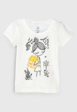 Camiseta GAP Infantil Menina Off-White