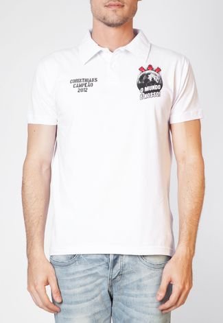 Camisa Polo Licenciados Futebol Corinthians Mundial Branca