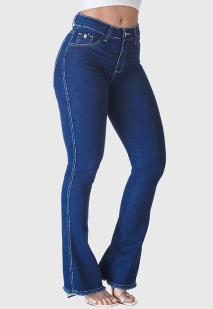 Calça Flare HNO Jeans Petit Barra Desfiada Azul - Marca HNO Jeans