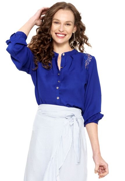 Camisa For Why Renda Azul - Marca For Why