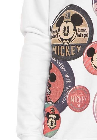 Moletom Flanelado Fechado Cativa Mickey e Minnie Branco