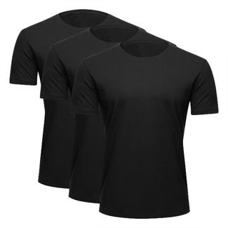 Kit 3 Camisetas Masculina Academia Exercício Dry Fit Sport Preta