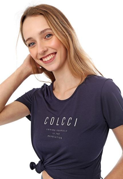 Camiseta Colcci Lettering Azul-marinho - Marca Colcci