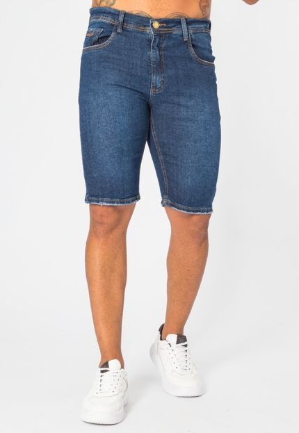 Bermuda Jeans Masculina Casual Com Elastano Premium E Bolsos - Marca Zafina