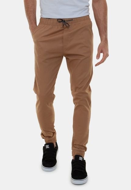 Calça Jogger Caramelo Masculina Com Elástico Na Cintura Sarja Premium Egito Unak - Marca Unak