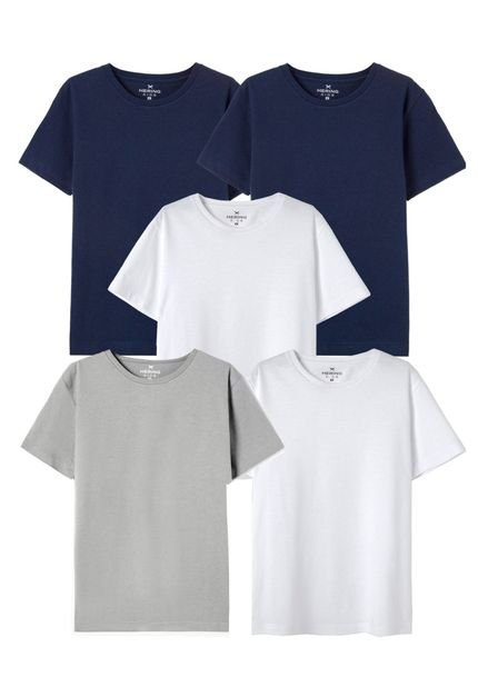 Kit Com 5 Camisetas Básica Infantil Unissex Manga Curta Slim - Marca Hering