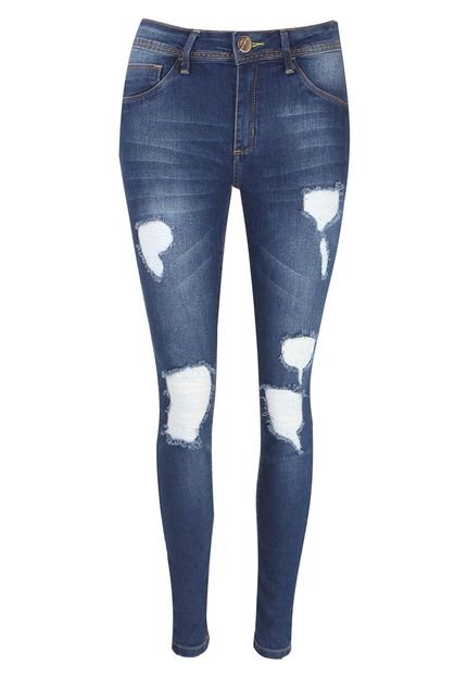 Calça Jeans Feline Skinny Rasgos Azul - Marca Feline