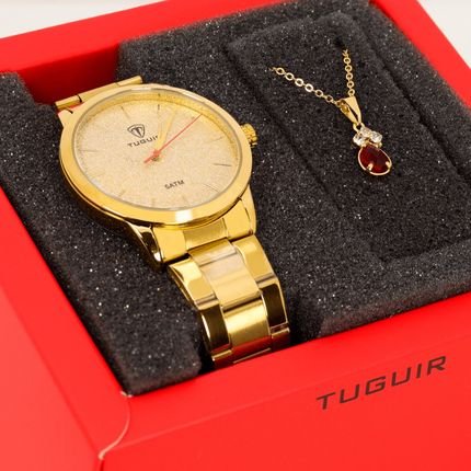 Relógio Feminino  Kit Tuguir Dourado  TG35034 Dourado - Marca Tuguir