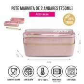 Pote de Marmita de 2 Andares com Vedação Hermética 750ml - Jacki Design - Marca Jacki Design