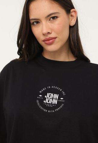 Camiseta Cropped John John Circle Preta