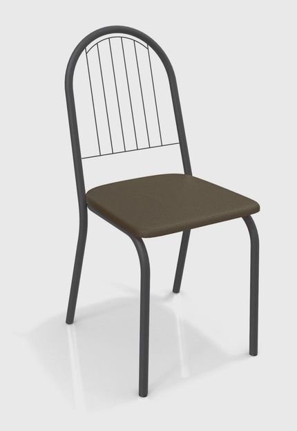 Conjunto 4 Cadeiras Noruega Preto Fosco De Metal Marrom Kappesberg - Marca Kappesberg
