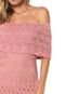 Vestido Gris Curto Tricot Ombro a Ombro Rosa - Marca Gris