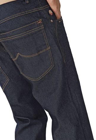 Calça Jeans Zune Reta Pespontos Azul-marinho