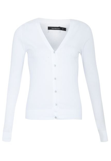 Cardigã Calvin Klein Jeans Bordado Branco - Marca Calvin Klein Jeans