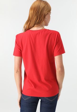 Camiseta Morena Rosa Logo Vermelha