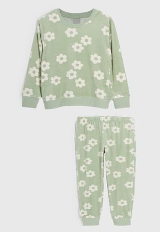 Kit Pijama 2pçs Hering Kids Longo Flores Verde
