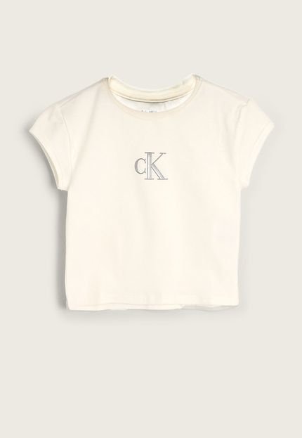 Camiseta Infantil Calvin Klein Kids Crop Off-White - Marca Calvin Klein Kids