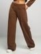 Calça Moletinho Pantalona Wide Leg Cintura Alta Moda Feminina Marrom - Marca Vicbela