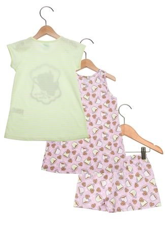 Pijama Curto Kyly Flavor Of Love Infantil Verde/Rosa