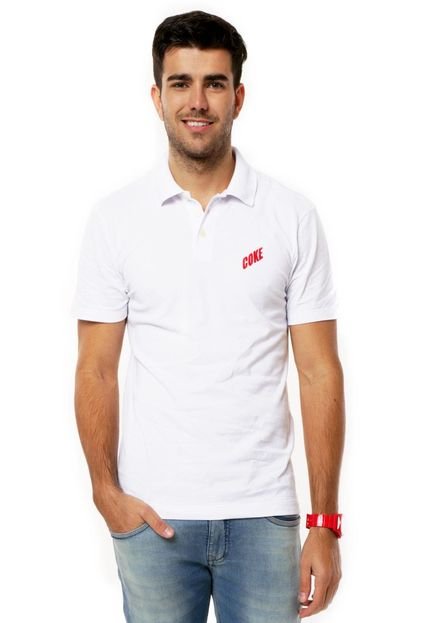 Camisa Polo Coca-Cola Clothing Brasil Bordado Branca - Marca Coca-Cola Jeans