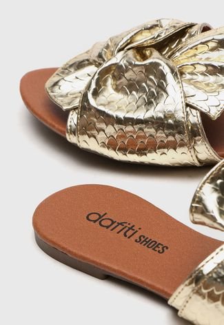 Rasteira DAFITI SHOES Metalizada Dourada - Compre Agora