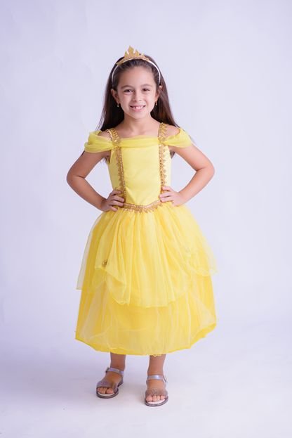 Fantasia Vestido Princesa Muvile Amarelo - Marca Muvile Fantasias