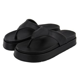 Papete Sandalia Plataforma Sola Alta Flat Preta Rado Shoes