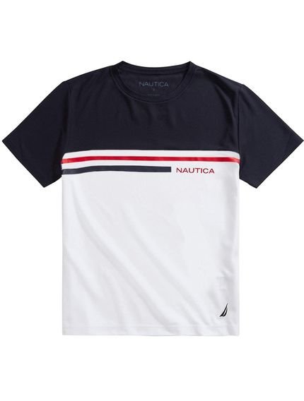 Camiseta Nautica Masculina Colorblock Marinho e Branca - Marca Nautica